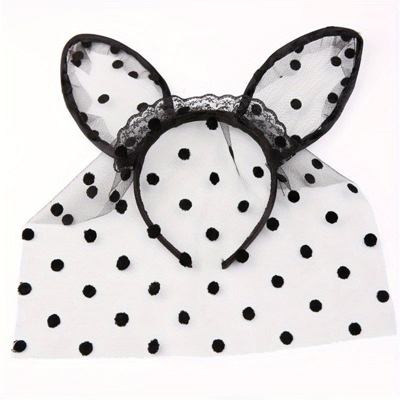 Lace Veil Cat Ears Hair Hoop for Women