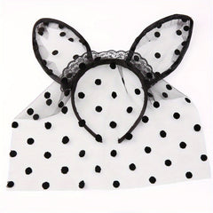 Lace Veil Cat Ears Hair Hoop for Women