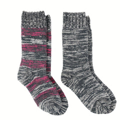 2 Pairs Stripe Print Socks Warm Mid Tube Women's Stockings