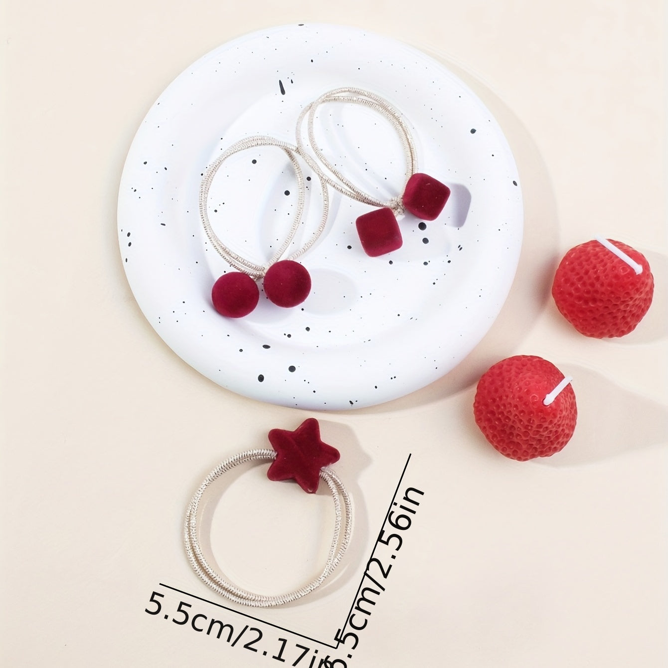 3pcs Cherry Hair Tie Scrunchie Rubber Band Head Rope Women's High Ponytail