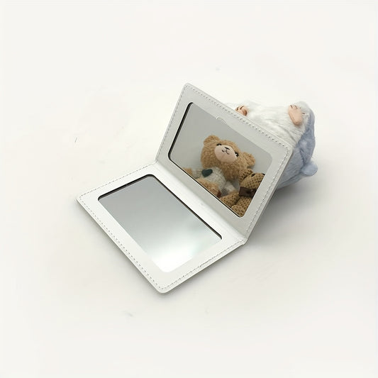 PU Leather Makeup Mirror Double sided Portable Folding Mirror
