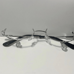 Rhinestone Decor Semi Rimless Lensless Glasses for Cosplay Party Club