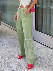 Women's Plus High Rise Loose Fit Cargo Trousers