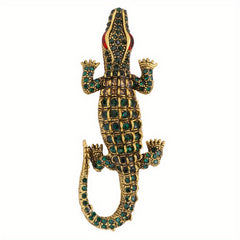 Crocodile Brooch Men's Suit Rhinestone Animal Accessories
