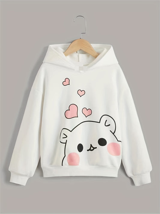 Girls' Pretty Cat Graphic Hooded Sweatshirt