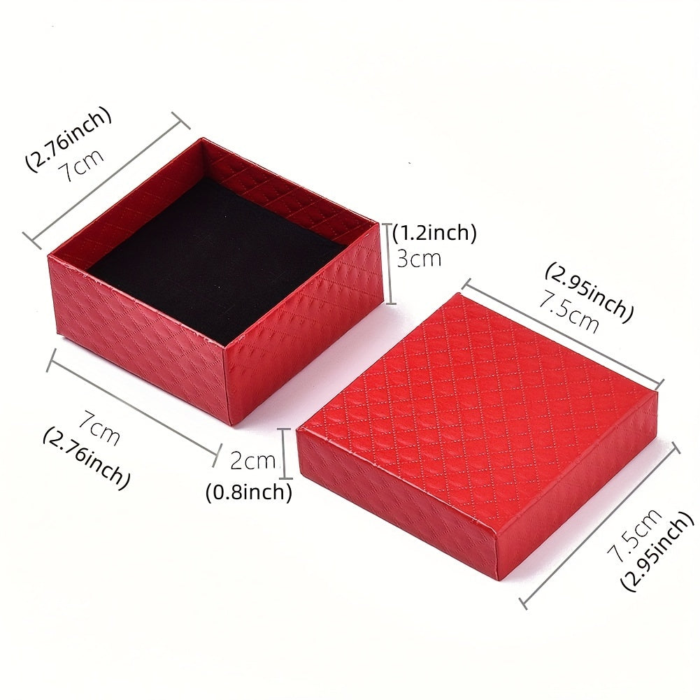 12pcs Red Jewelry Boxes For Pendant Earring Ring With Sponge Inside