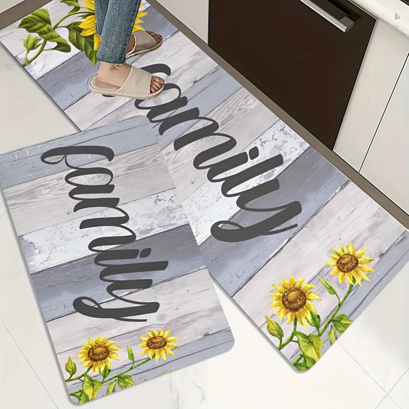 Sunflower Print Kitchen Mat Non-slip Soft Entrance Doormat