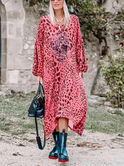 Leopard & Skull Print Maxi Dress