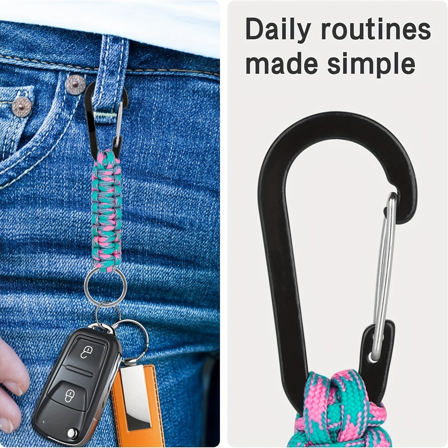 2pcs Small Carabiner Keychain for Camping Hiking Fishing