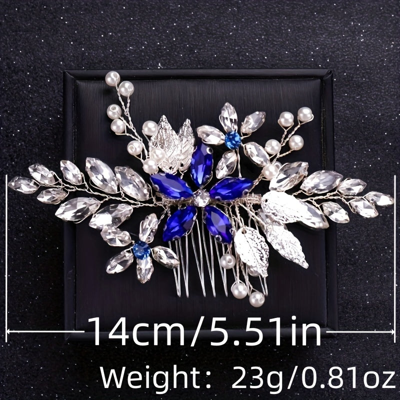 Silvery Faux Pearl Crystal Hair Comb Wedding Hair Accessories For Bride Women