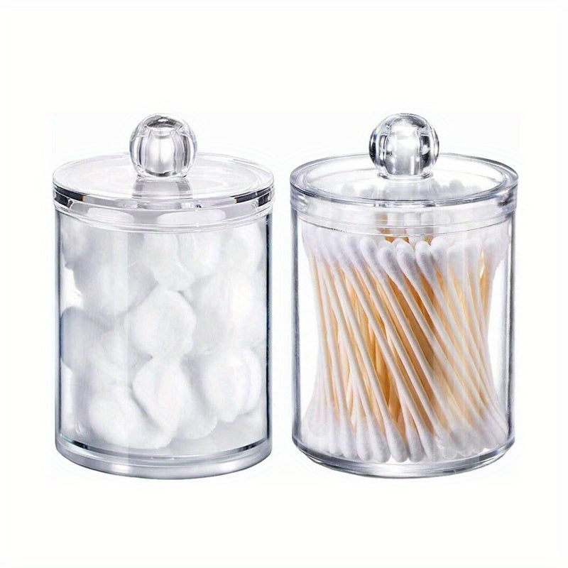 2 Pack Acrylic Qtip Holder Dispenser for Bathroom and Beauty Essential