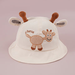 Cartoon Giraffe Embroidery Fisherman's Hat for Baby