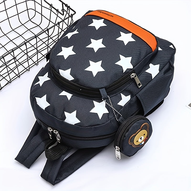 Children's Star Print Bear Backpack With Small Coin Purse