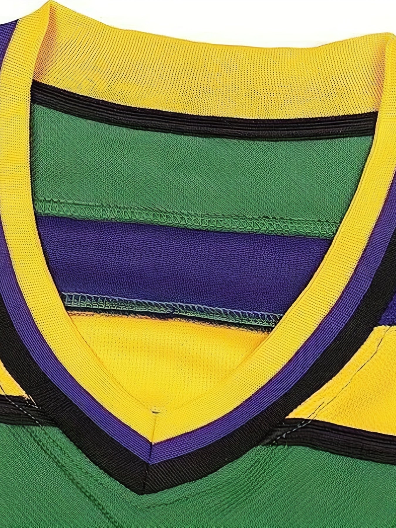 Men's Vintage Ice Hockey Jersey - Embroidered Logo, V Neck, Long Sleeve