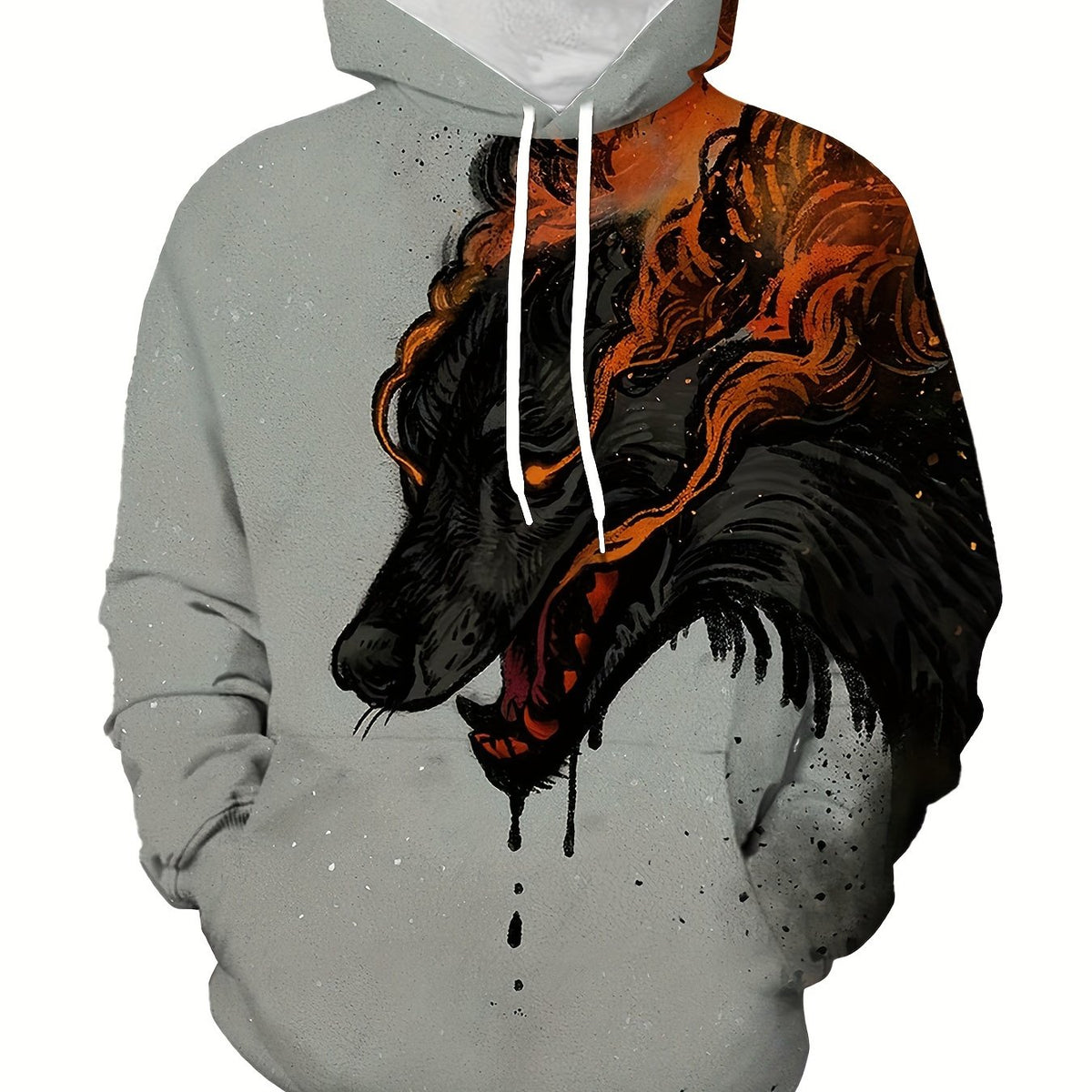 Men's Casual Wolf 3D Print Hoodie Sweatshirt