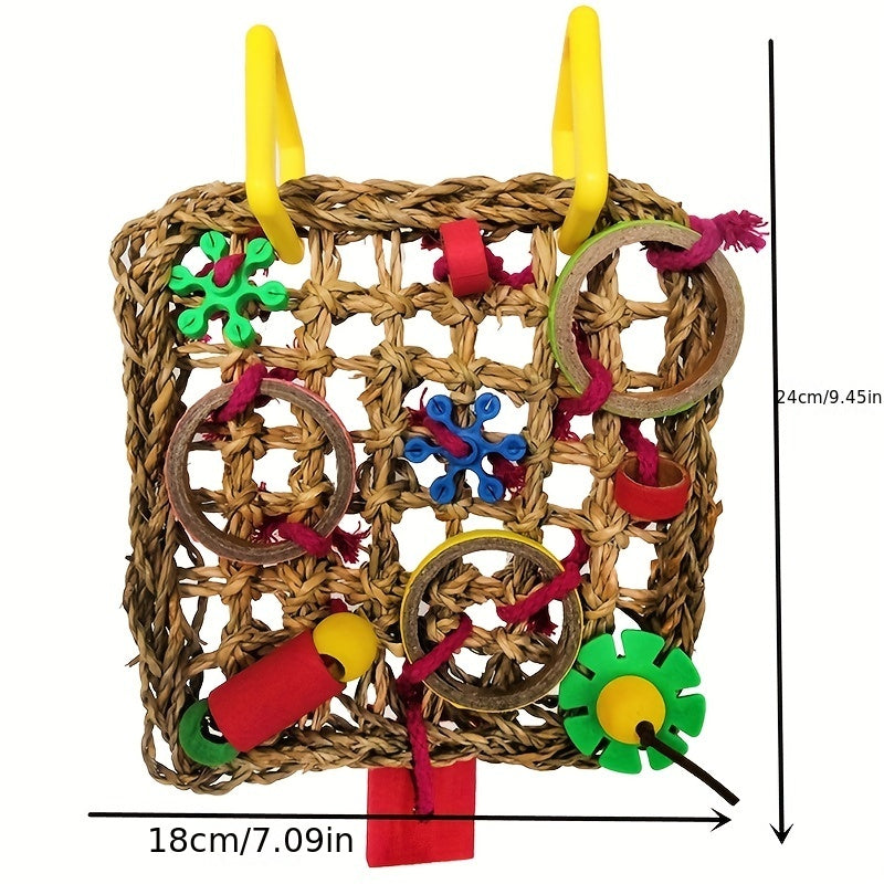 Colorful Building Block Toy & Climbing Hammock for Small Birds