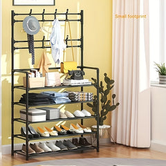 Metal Shoe Rack 4-5 Layers & Hooks 59.80.01cm Wide Storage Rack