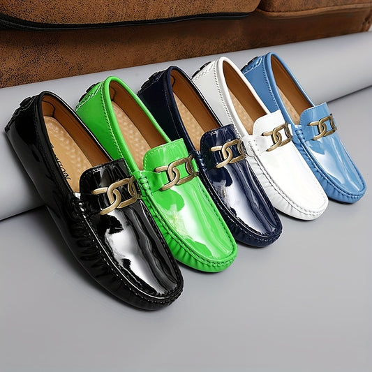 Men's Glossy Moccasin Loafer Shoes Non Slip Driving Shoes