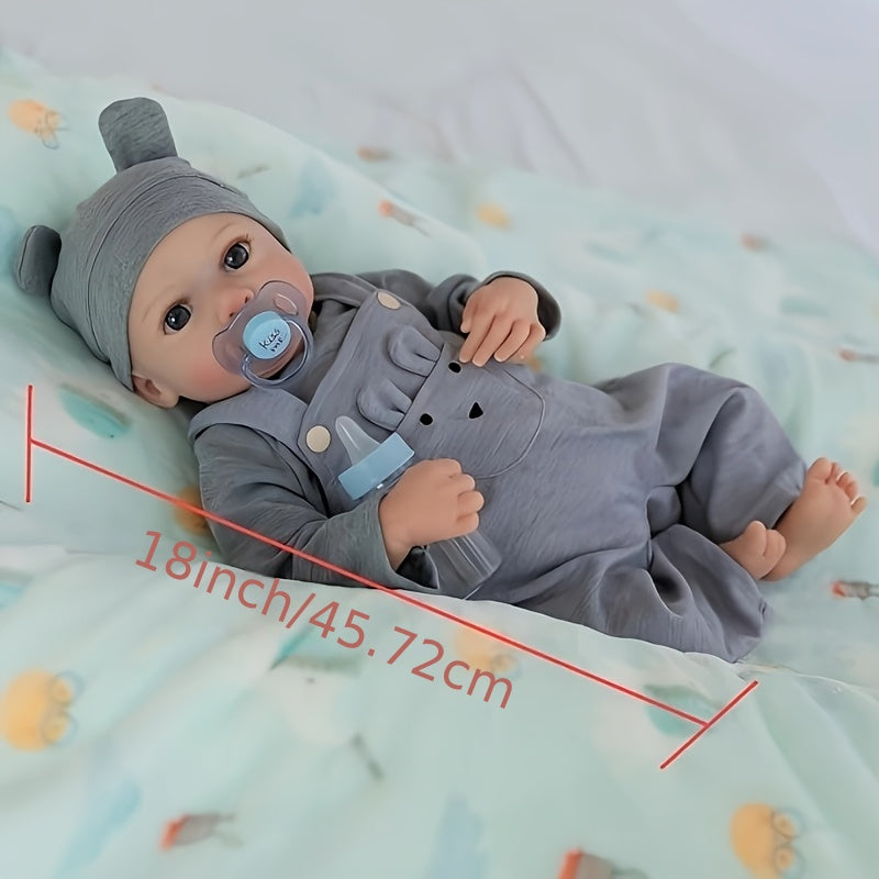 18" 3D Painted Little Boy Doll with Visible Veins Soft Vinyl Limbs