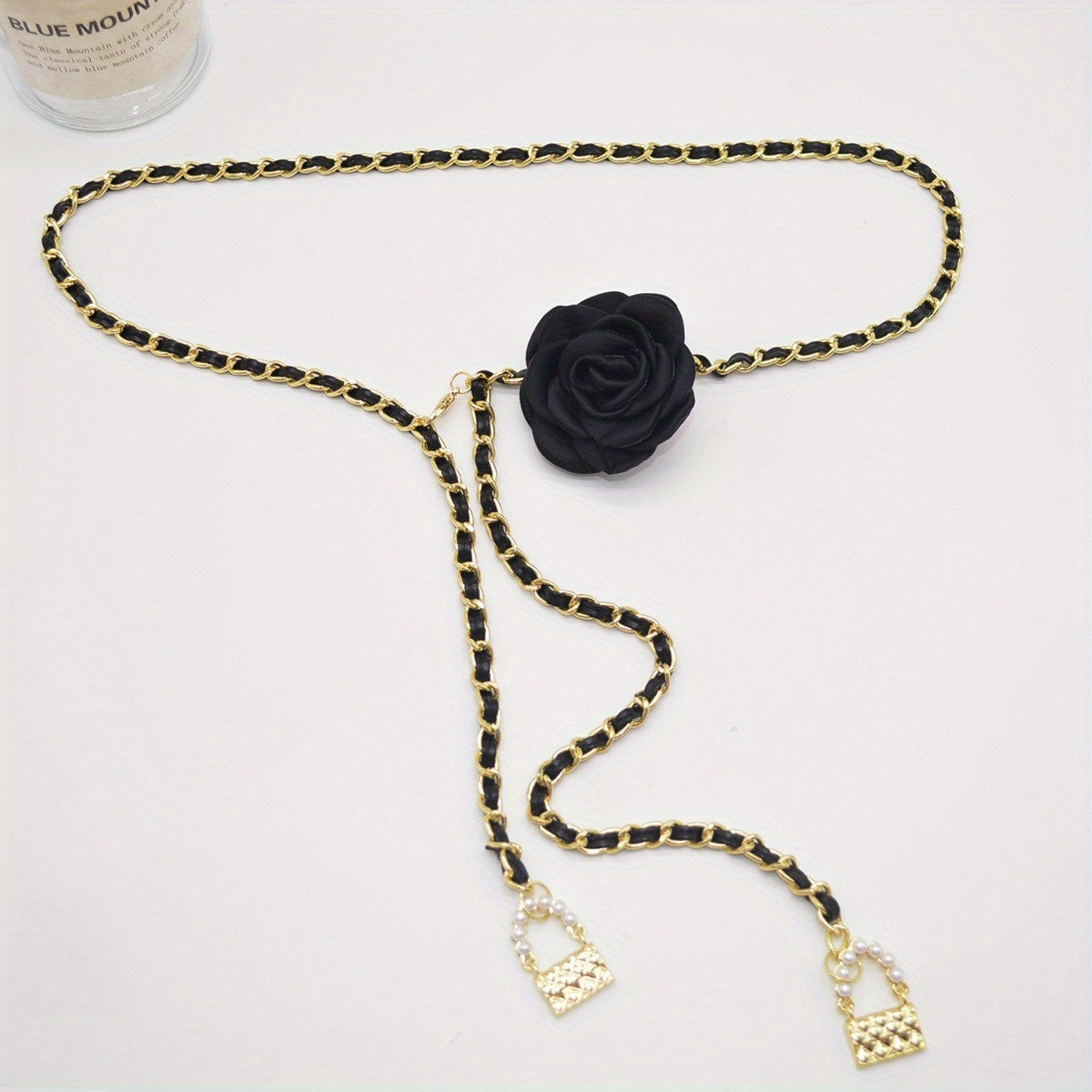 Flower Decor Waist Chain & Braided Metal Dress Girdle For Women