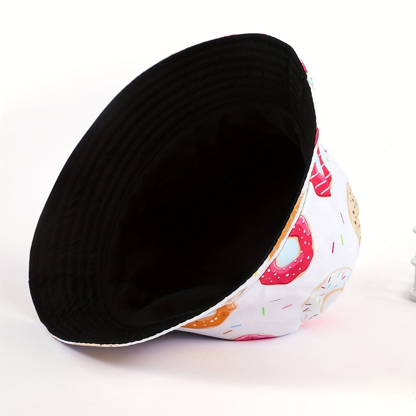 Donut Print Bucket Hat Lightweight Fisherman Cap For Women