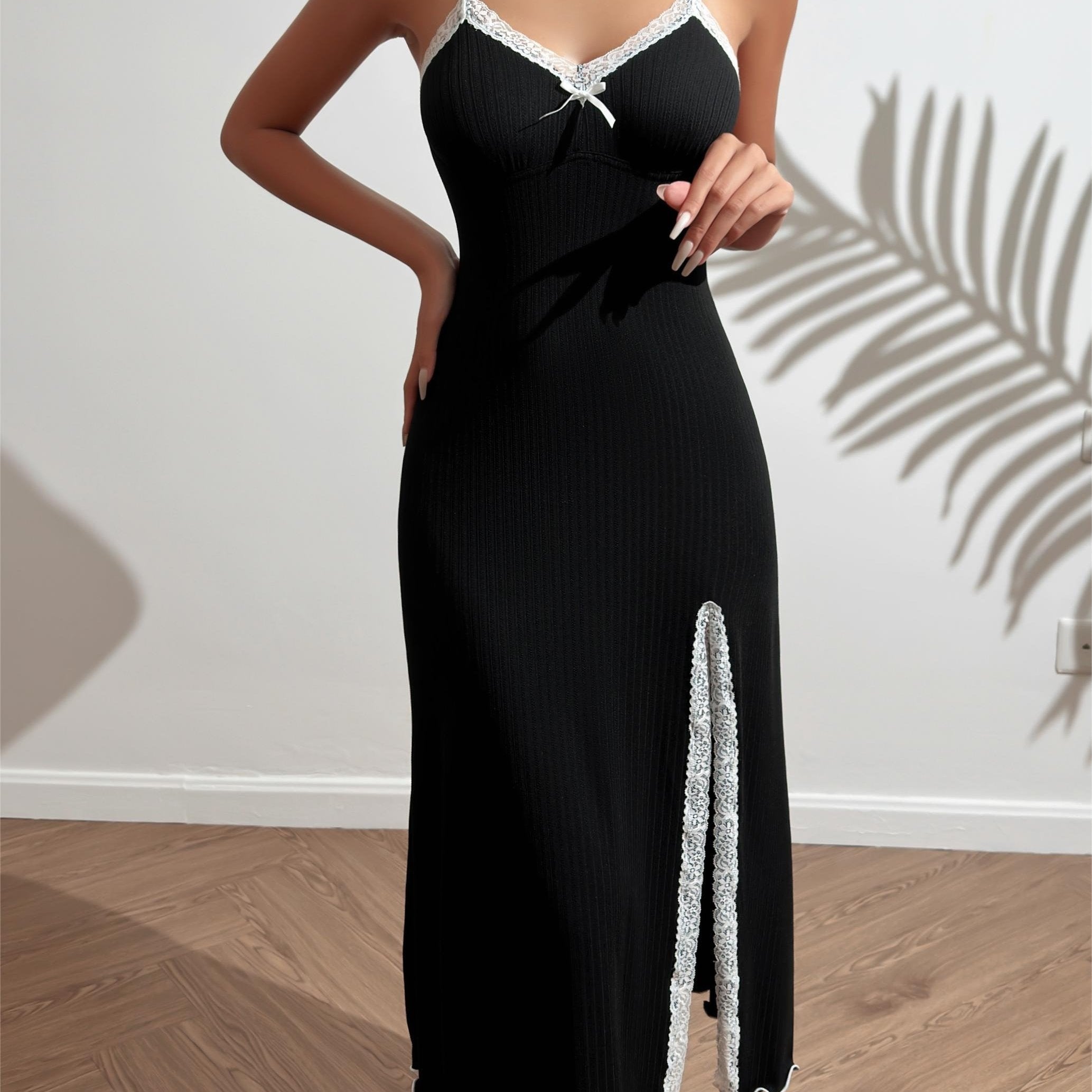 Lace Slip Nightdress Split Sleep Dress Women's Sleepwear