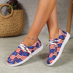 Women's Flag Pattern Slip-On Loafers for 4th of July