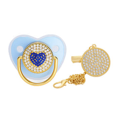 Baby Peach Heart Silicone Pacifier Set with Anti-loss Chain