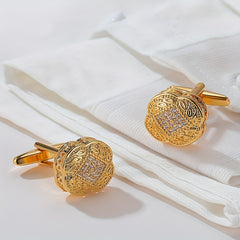 Golden Square Cufflinks With Zircon For Men