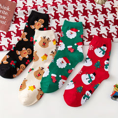 Christmas Print Socks Comfy Mid Tube Stockings