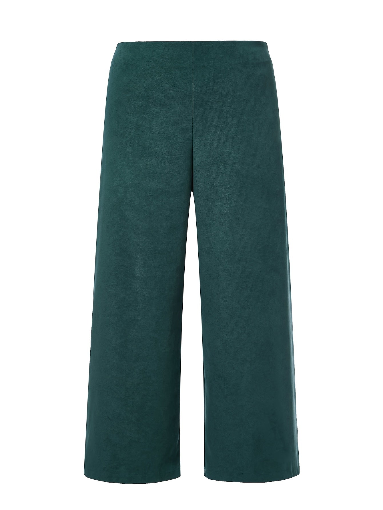 Women's Plus Solid Wide Leg Zipper Trousers