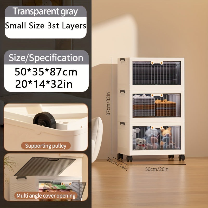 Large Plastic Storage Box With Wheels Stackable Lid Bedroom Living Room Kitchen