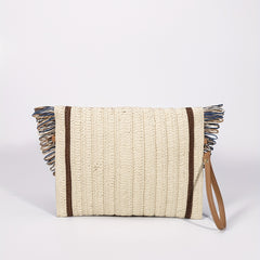 Minimalist Straw Square Bag Clutch Wallet Tassel Purse
