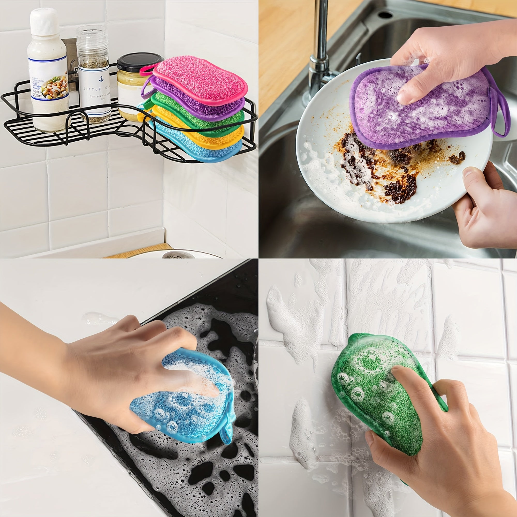 8-pc Microfiber Sponge Dish Cloth Set for Effortless Cleaning