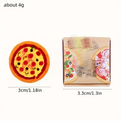 Mini Dollhouse Pizza Model with Carry Box for DIY Pocket Scene