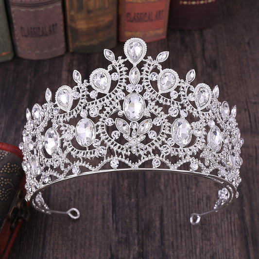 Baroque Large Tiara Leaf Decor Crown Hair Accessories