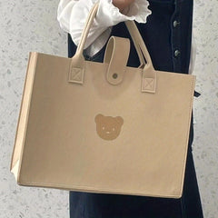 Large Capacity Felt Tote Bag Lightweight All Match Satchel Bag