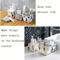 2pcs Fabric Storage Box Desktop Basket Stationery And Cosmetics Storage
