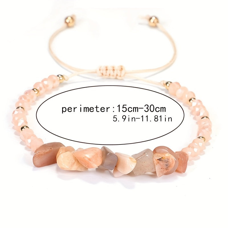 Colorful Crushed Stone Beads Braided Yoga Bracelet