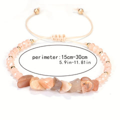 Colorful Crushed Stone Beads Braided Yoga Bracelet