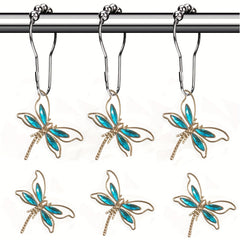 Dragonfly Shower Curtain Hook Rust-proof Rings Bathroom Decor