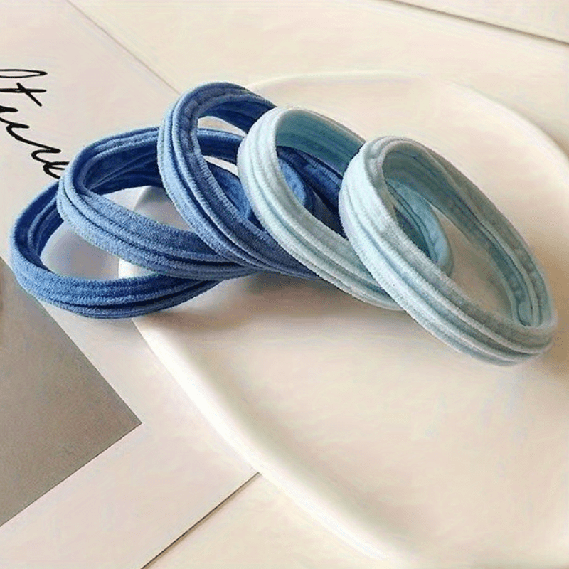 5pcs Wide Elastic Hair Tie Thick Hair Rope Seamless Ponytail Holder