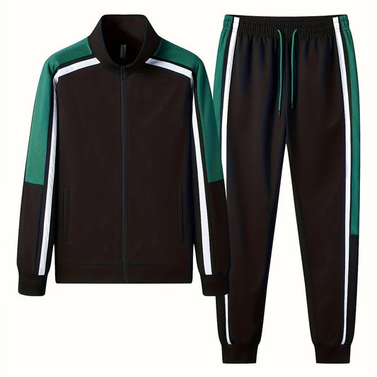 Men's 2 Piece Casual Jacket and Sweatpants Set for Spring Autumn