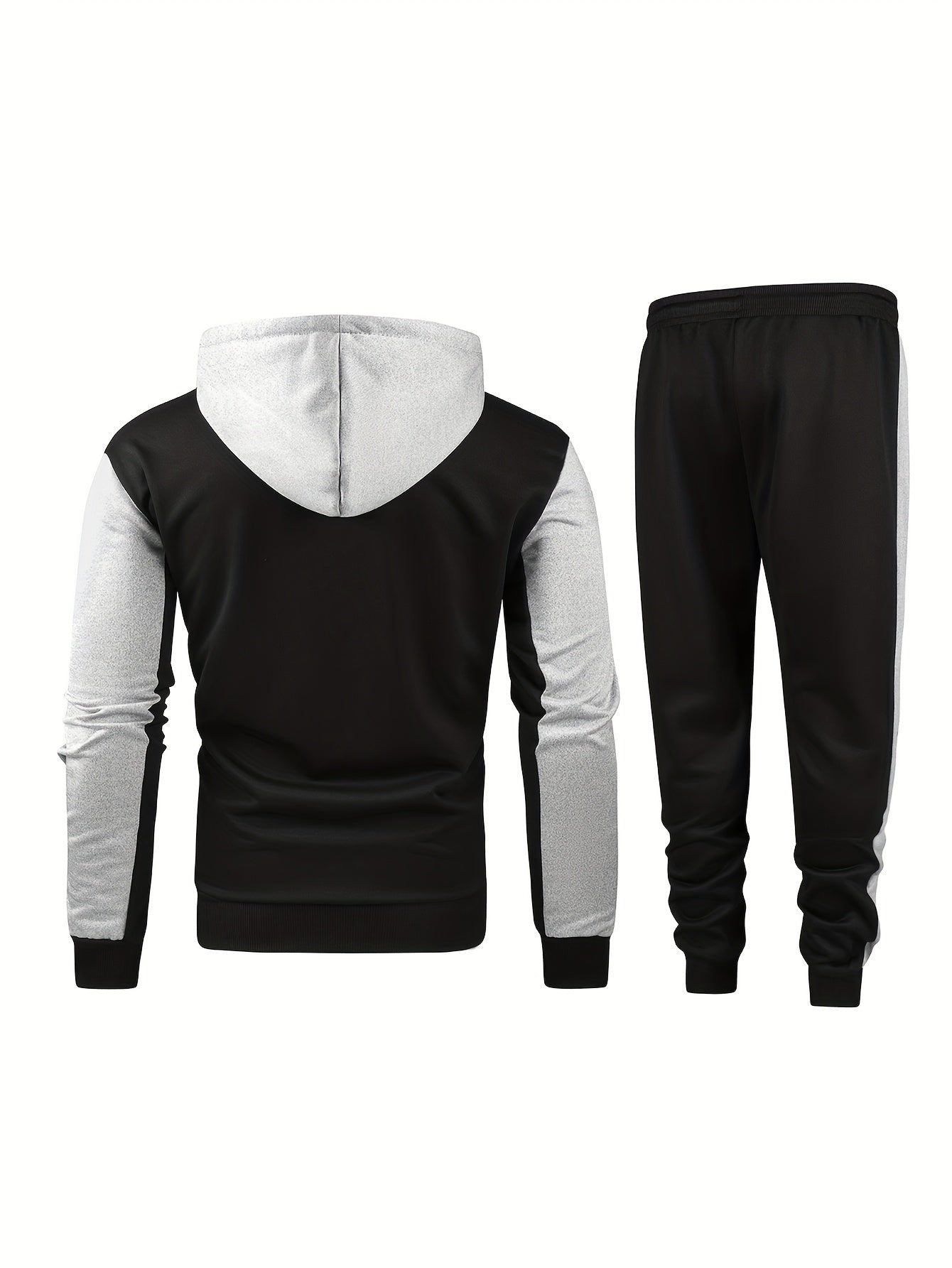 Men's Zip Up Hooded Jacket & Sweatpants Set for Outdoor Activities