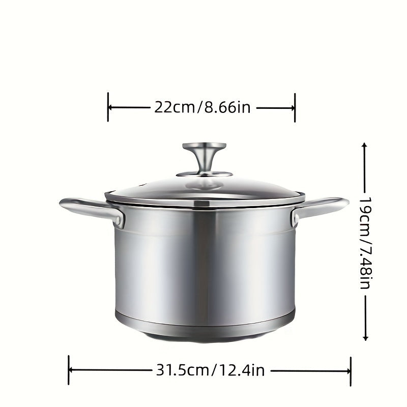 8.66'' Stainless Steel Saucepan 5L With Glass Cover