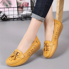 Women's Hollow Out Loafers Breathable Slip On Solid Flat Shoes