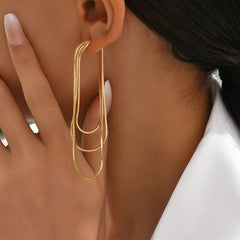 Vintage Multilayer Chain Dangle Earrings Retro Female Jewelry 1 Pair