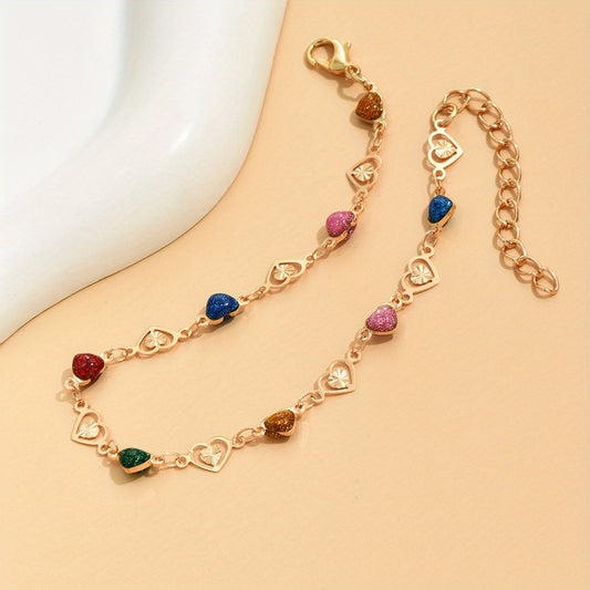 Women Love Heart Chain Anklet Vintage Style Ankle Bracelet
