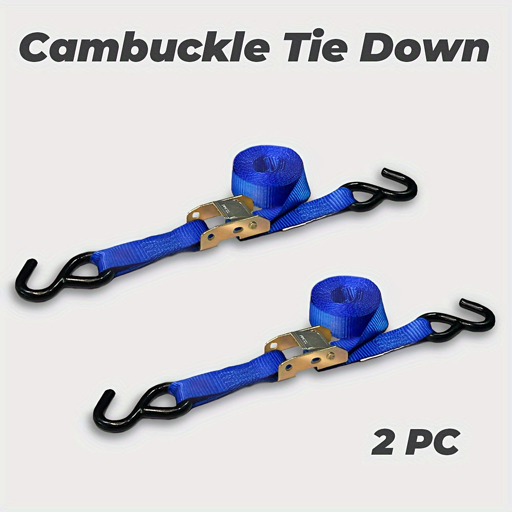2pcs 1inx3M Cambuckle Tie Down w/ Coated S Hook for Luggage, Motorcycle