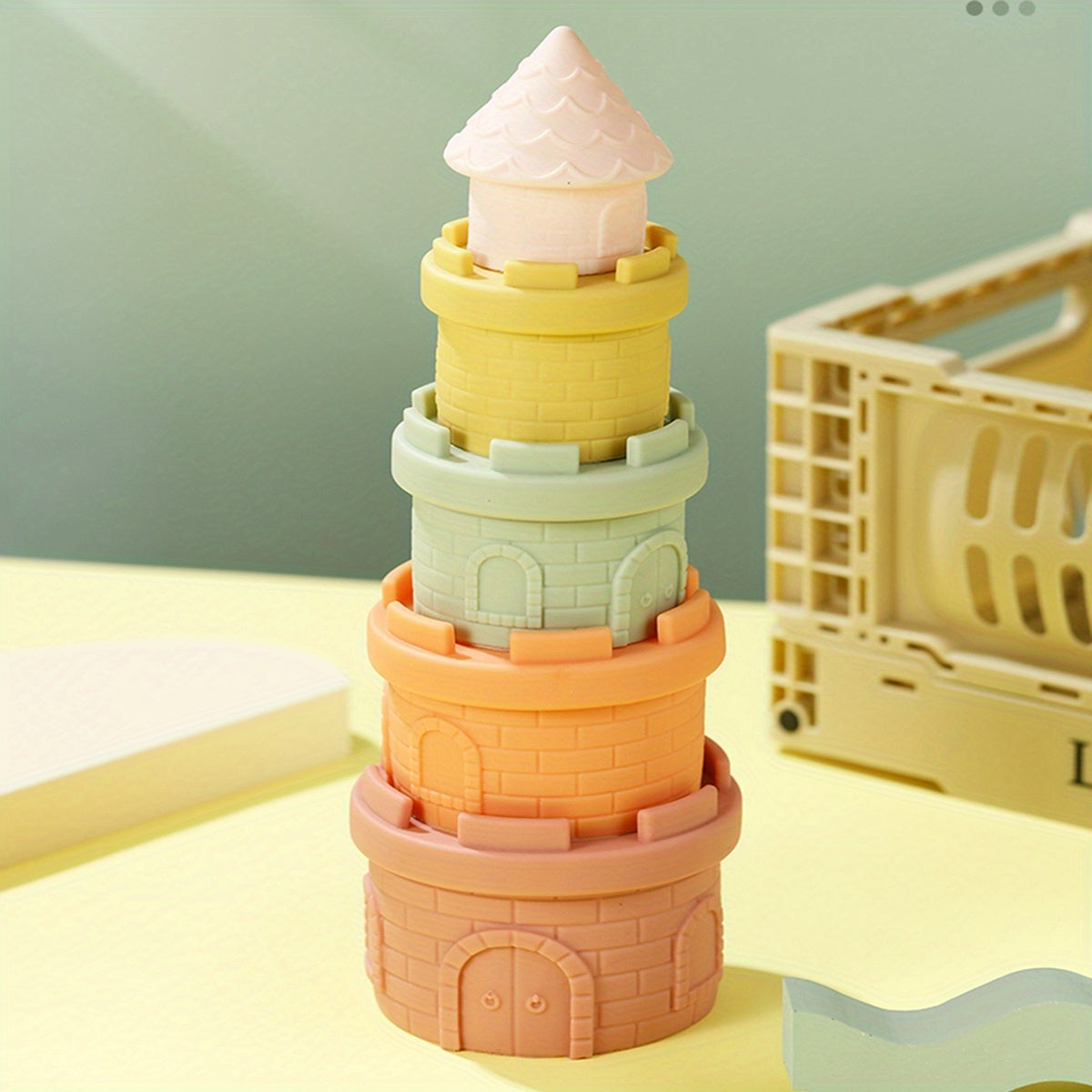 Colorful Castle Stacking Cup Toy Safe PVC Material